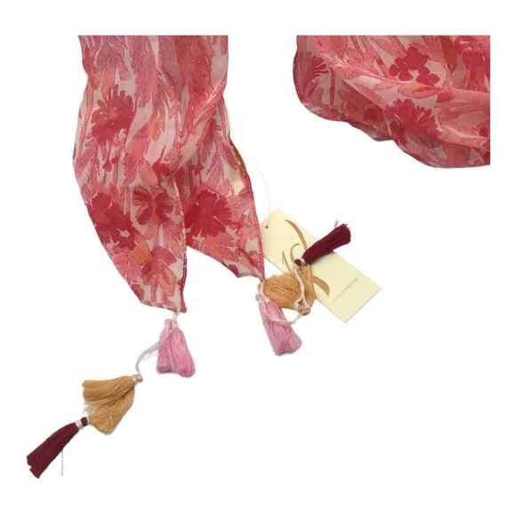 Collection 18 Womens Pink Floral Tasseled Rectangle Scarf 12x96 NWT - Picture 14 of 16